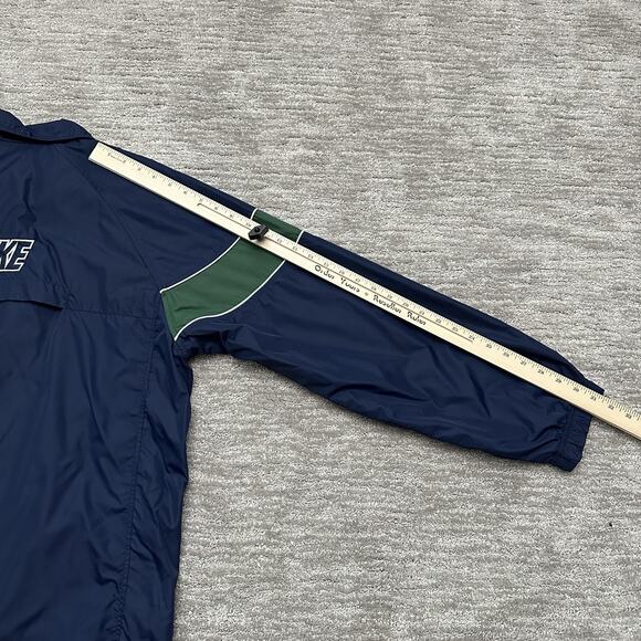 Nike Jacket Mens Large Navy Full Zip Windbreaker Mesh Lined Swoosh Spell Out Y2K - Picture 11 of 12